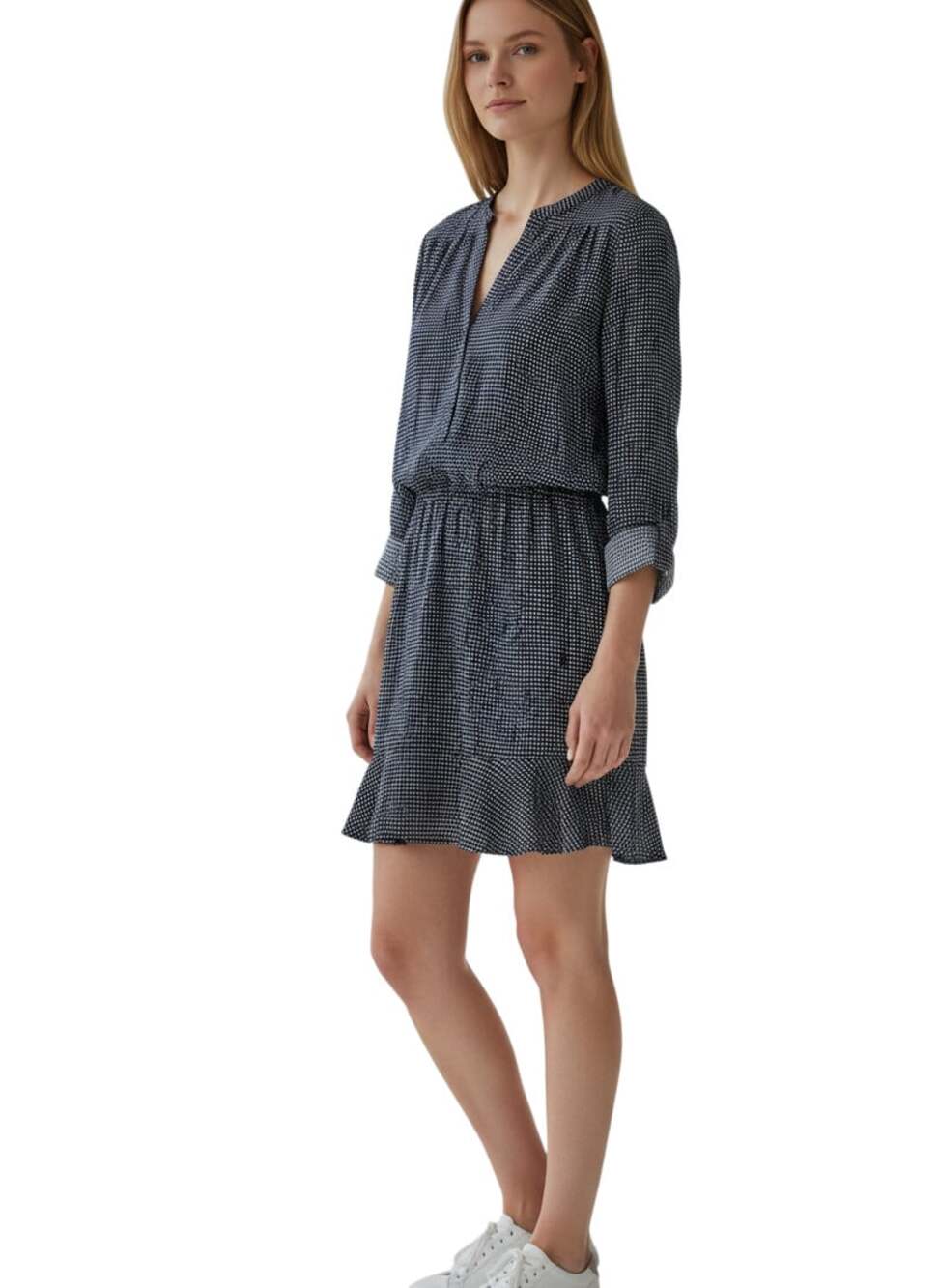 Joie Acey Dark Navy Blue Diamond Print Shirt Dress Rayon NWT Size S
